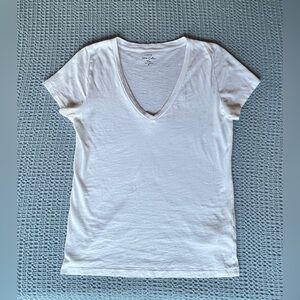 J. Crew White Short Sleeve V-Neck Tee